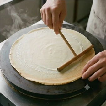 クレープ みつばちの写真（焼きたてのクレープ）